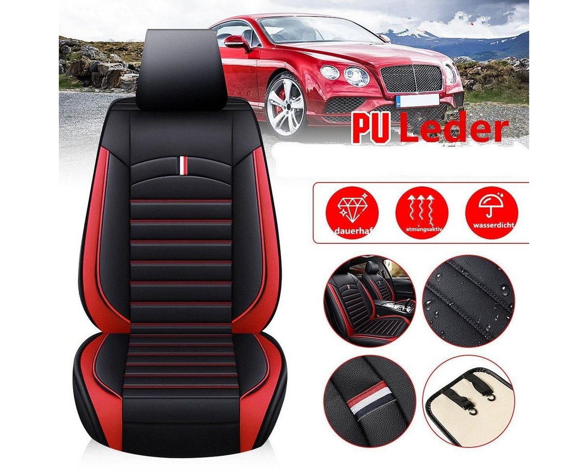 AUDEW Autositzbezug, 2-tlg., Universal Elegant Auto Sitzbezug Sitzschoner Set Vorne Kunstleder Bild 5