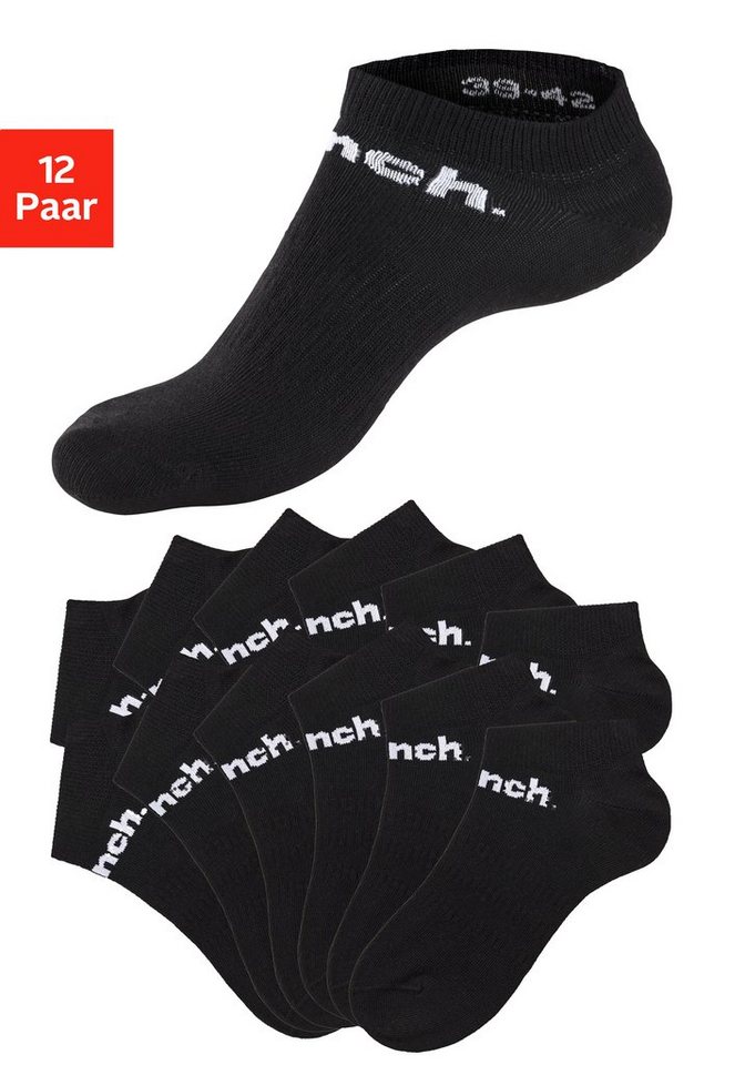 Bench. Sportsocken Damen Herren Sneaker Socken, Laufsocken niedrige Socken (Packung, 12-Paar, Großpackung Gr. 35-38 bis 47-48) Sneakersocken mit klassischem Logoschriftzug Bild 2