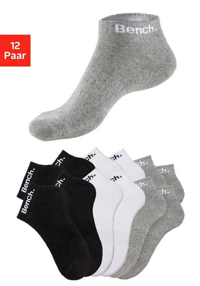 Bench. Sportsocken Damen Herren Tennis Kurzsocken Quartersocken (Packung, 12-Paar, Großpackung Gr. 35-38 bis 47-48) mit Halbfußfrottee und Mittelfußgummi Bild 2