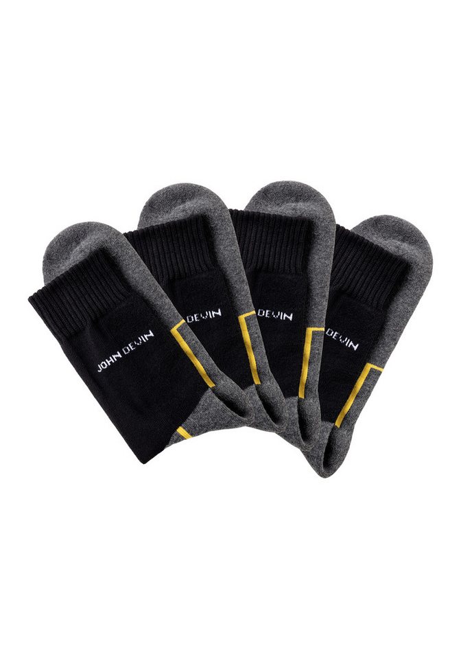 John Devin Funktionssocken Herrensocken mit Komfortbündchen (Packung, 4-Paar, Gr. 39-42 bis 47-48) mit Sohlen über Zehen und hoch Fersenplüsch Bild 4