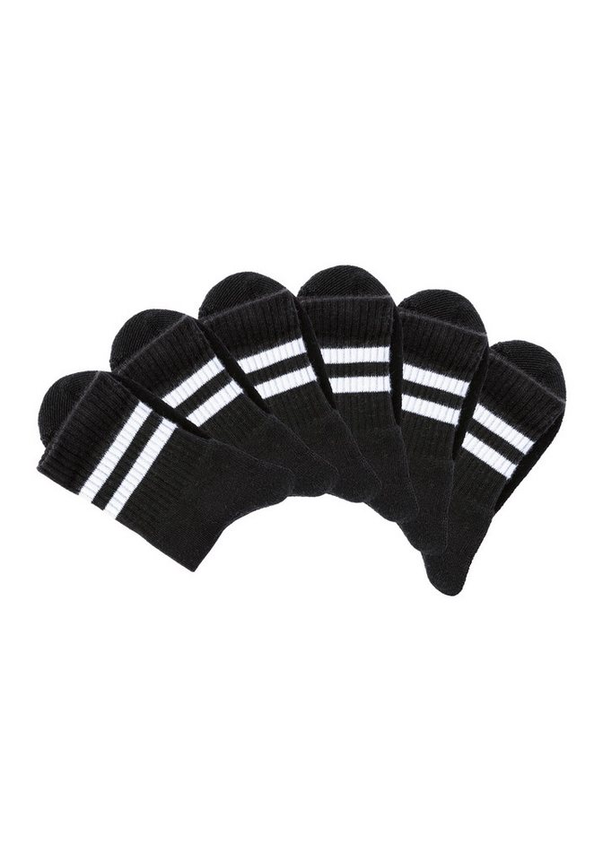 H.I.S Sportsocken Damen Herren Jugendliche Tennissocken, Fitnesssocken (Packung, 6-Paar, Crew Socken Gr. 35-38 bis 47-48) klassische Retro Tennissocken mit Ringel