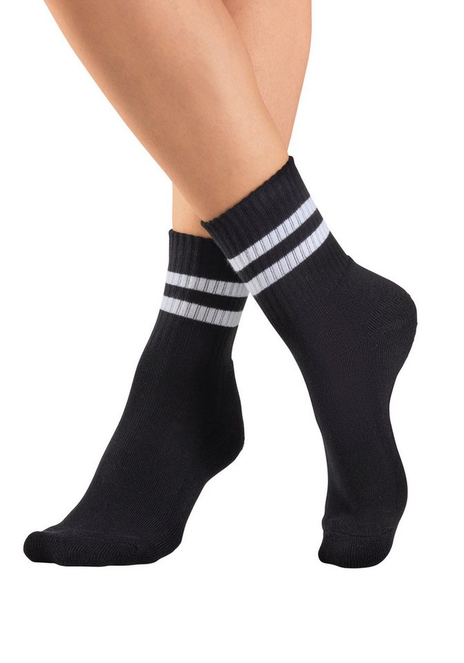 H.I.S Sportsocken Damen Herren Jugendliche Tennissocken, Fitnesssocken (Packung, 6-Paar, Crew Socken Gr. 35-38 bis 47-48) klassische Retro Tennissocken mit Ringel Bild 2