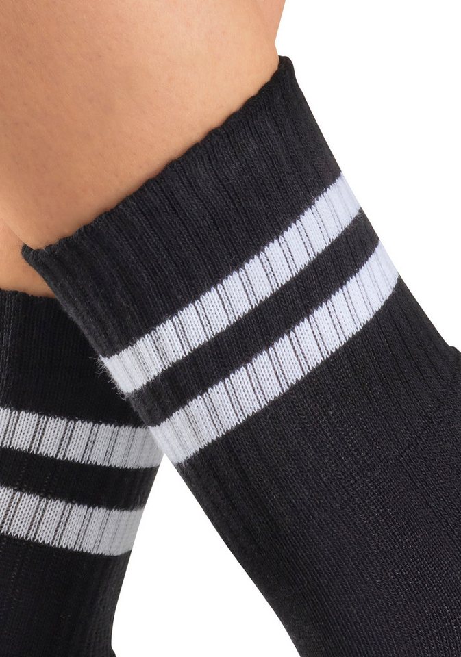 H.I.S Sportsocken Damen Herren Jugendliche Tennissocken, Fitnesssocken (Packung, 6-Paar, Crew Socken Gr. 35-38 bis 47-48) klassische Retro Tennissocken mit Ringel Bild 3