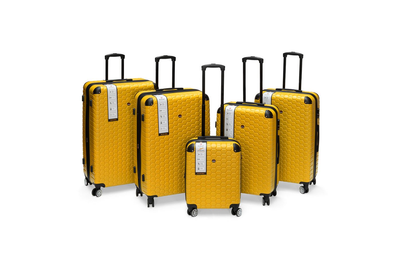 Ezzyrol® Kofferset Hartschalen-Trolley Reisekoffer Set, Koffer S-M-L-XL-XXL, 4 Rollen, (5 tlg), robuste ABS-Schale – stabil, leicht & ideal für Familienurlaub Bild 5