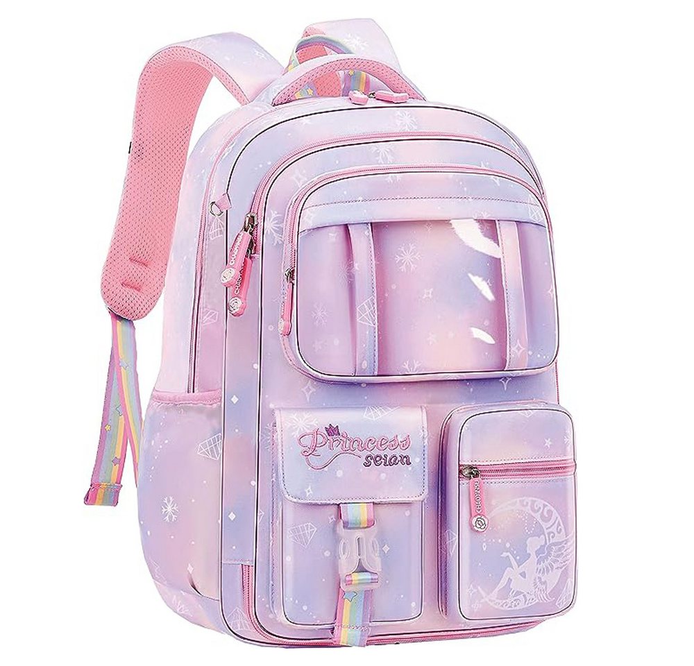 ibettertec Schulrucksack Kinderrucksack Mädchen, Schulranzen mit Großer Kapazität (Schulranzen Mädchen 1-6. klasse, Leichte und Wasserdichte Nylon Schultasche), für Kinder Schule oder Reisen