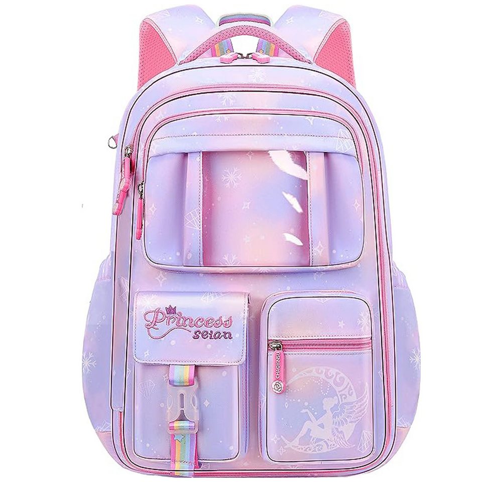 ibettertec Schulrucksack Kinderrucksack Mädchen, Schulranzen mit Großer Kapazität (Schulranzen Mädchen 1-6. klasse, Leichte und Wasserdichte Nylon Schultasche), für Kinder Schule oder Reisen Bild 3