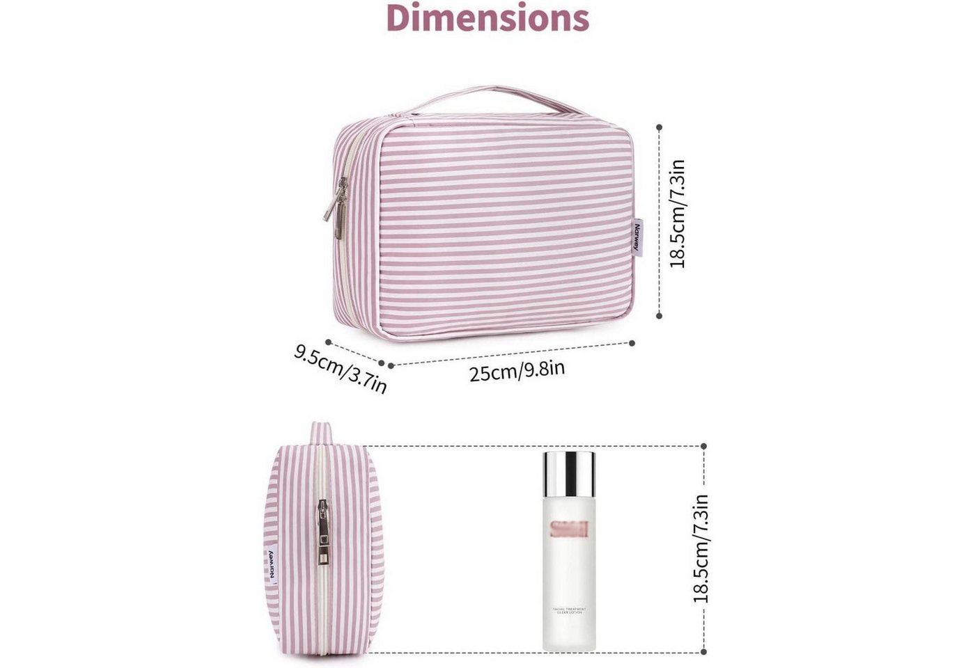 LuxusKollektion Kosmetiktasche Kulturtasche Damen Herren Kosmetiktasche Aufhängen Za-altrosa Streifen Bild 5