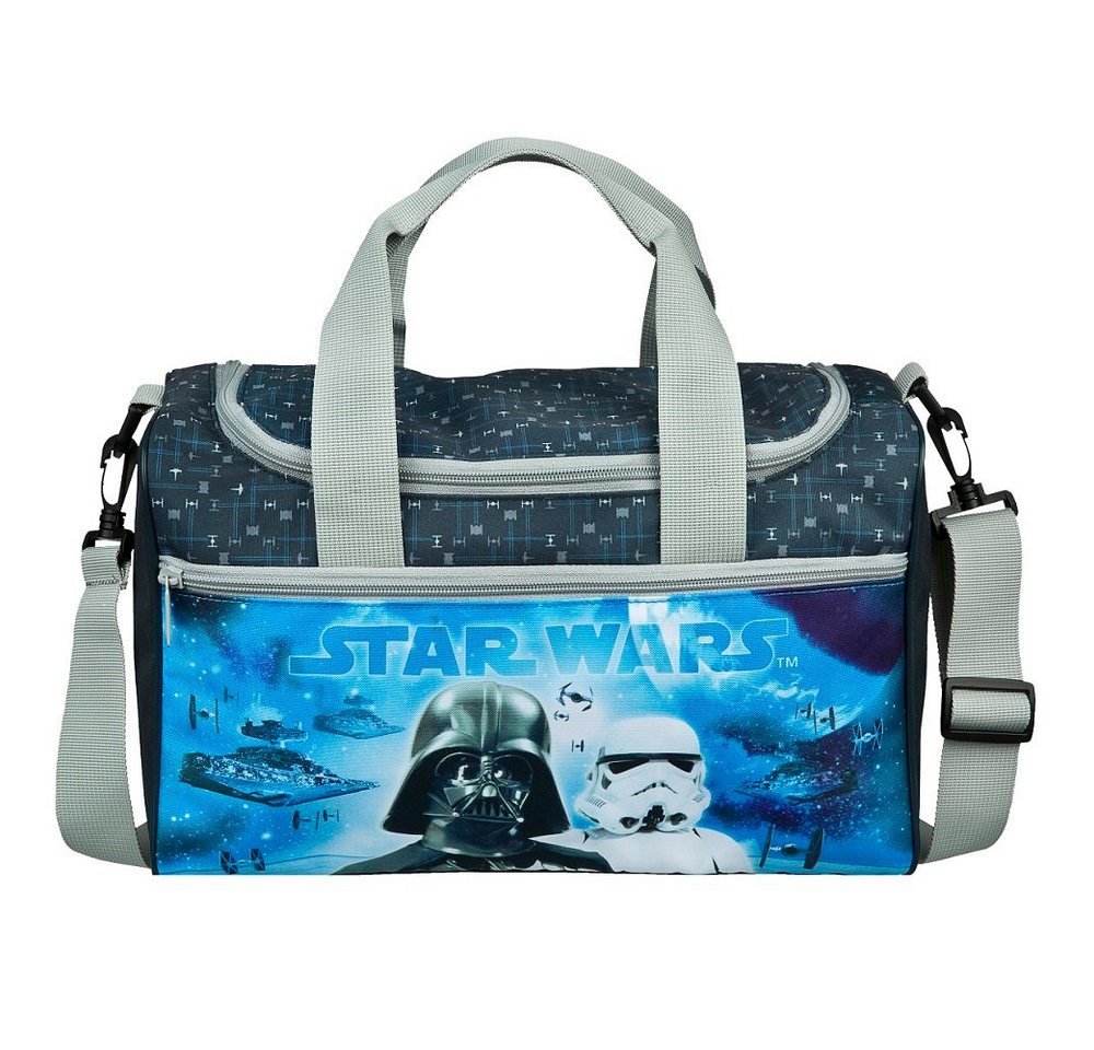 Familando Sporttasche Star Wars, Tasche Blau mit Darth Vader Motiv, mit verstellbaren Schulterriemen