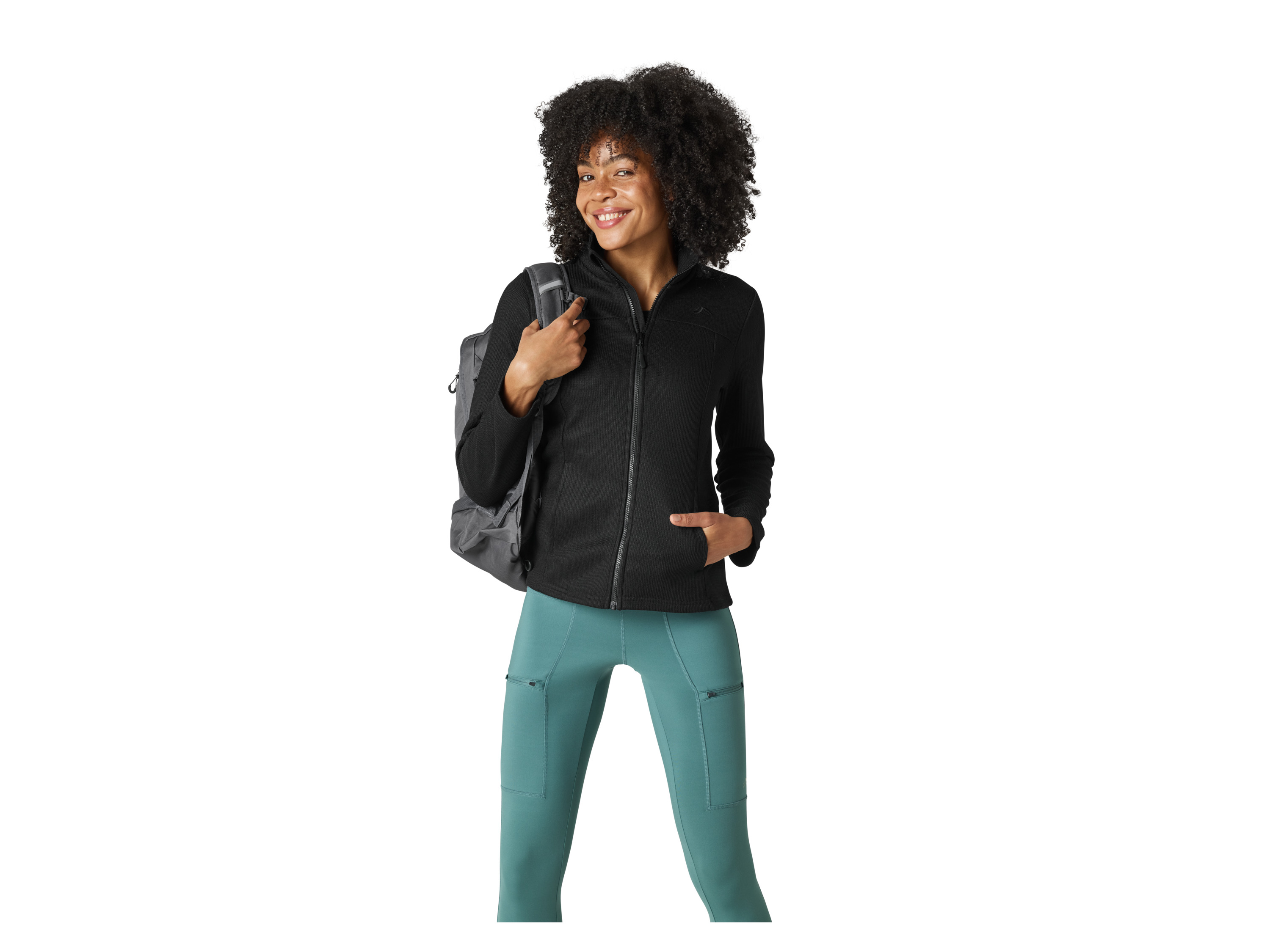 CRIVIT Damen Strickfleecejacke (schwarz, XS(32/34))