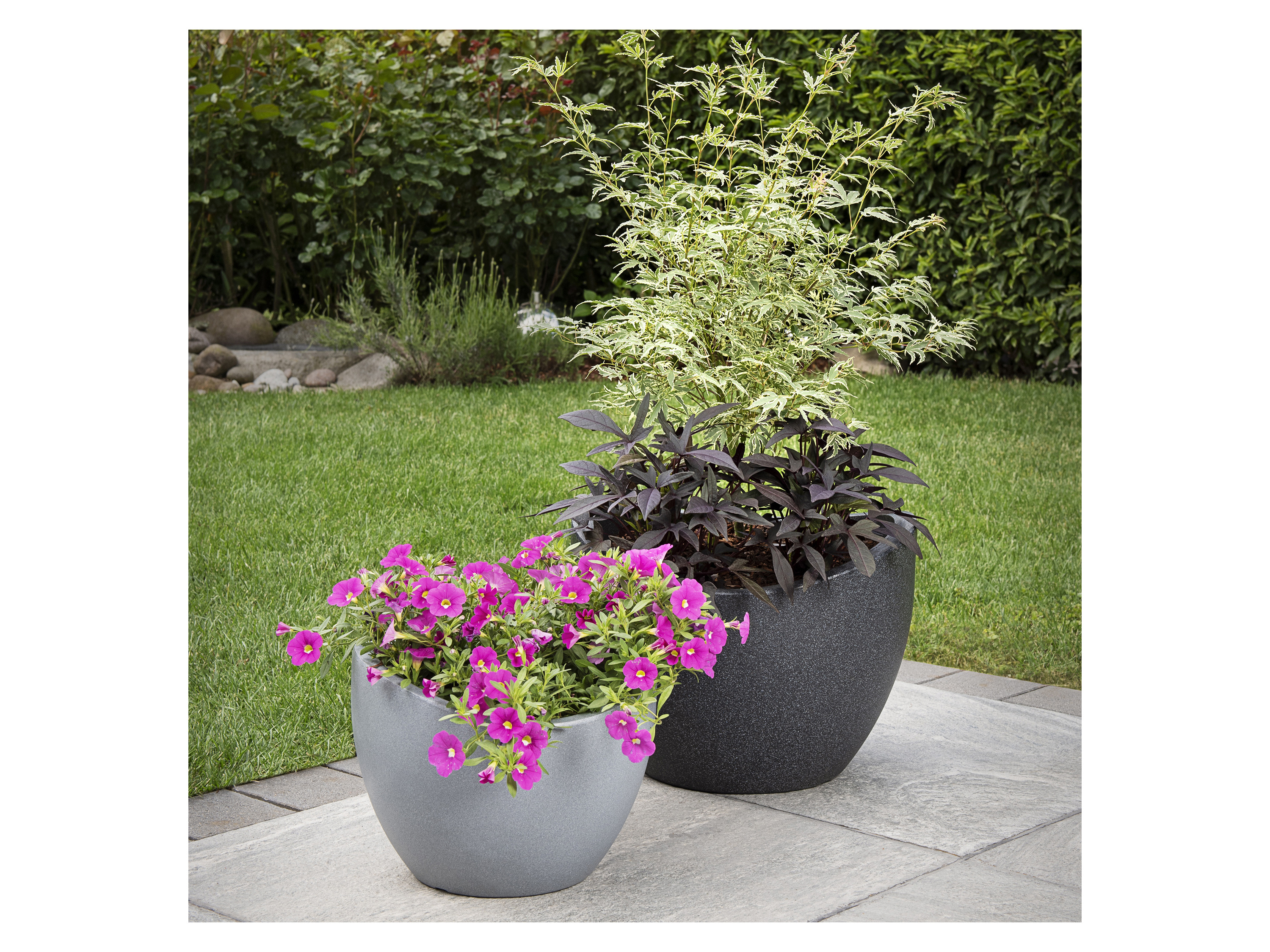 SCHEURICH Pflanzgefäß Wave Globe (Schwarz Granit, Ø 40 cm, Höhe 30 cm) Bild 3