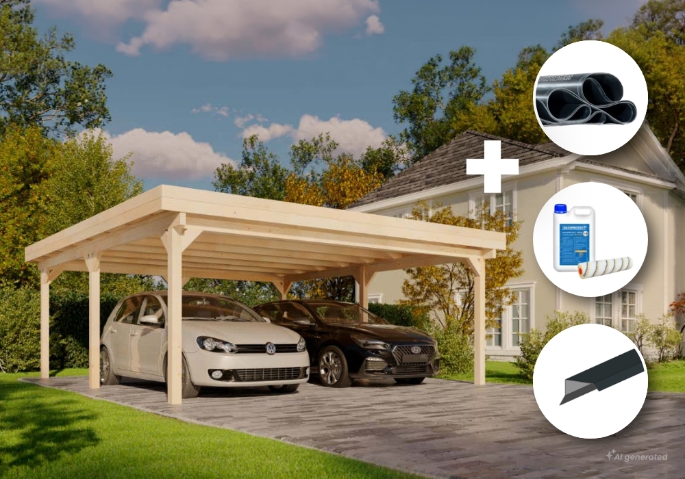 Komplettset - Alpholz Doppelcarport Olaf