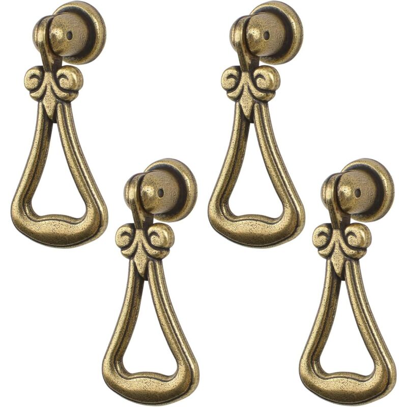 4 Stück Vintage-hängegriffe Aus Zinklegierung Mit Bronzegrünem Dreiecksring Für Schränke