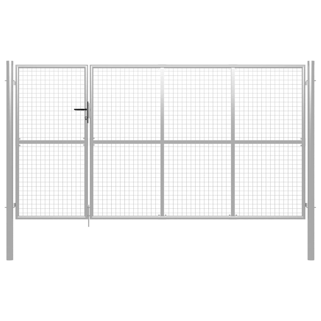 Gartentor Aus Stahl 350 X 175 Cm Silber Vidaxl