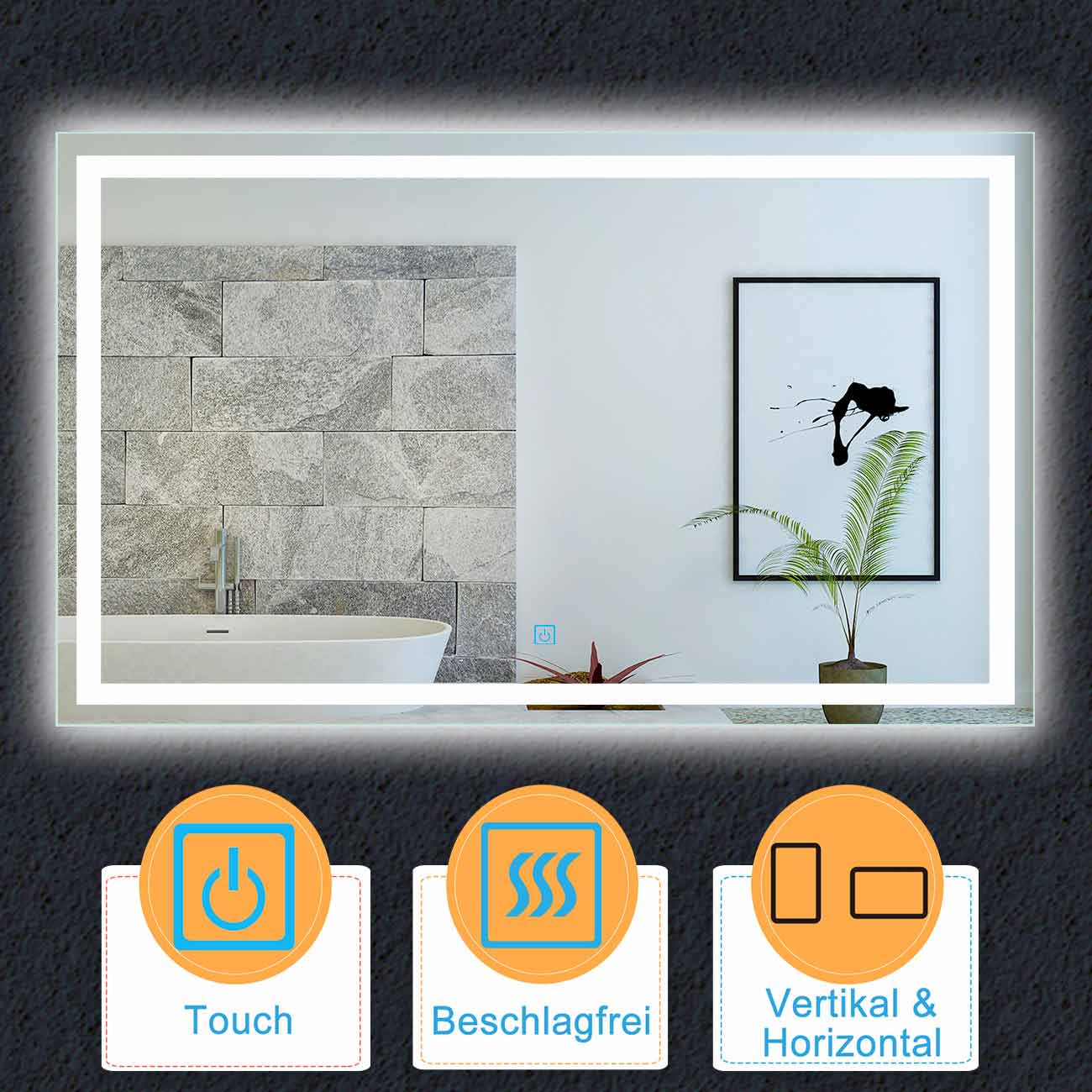 Led Badspiegel Kaltweiß Touch Beschlagfrei Wandspiegel Lichtspiegel 120x80cm