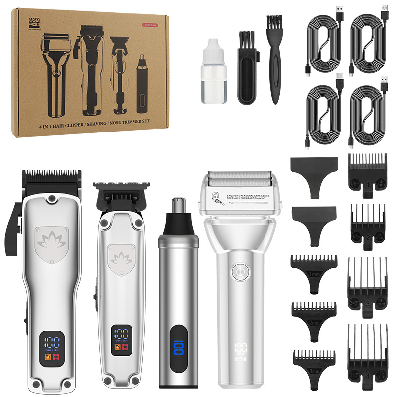 4-in-1-profi-mann-knipstoolkit: Schneidmesser, Trimmer, Neuhaartrimmer, T-kop, Intelligente Digitale Schere