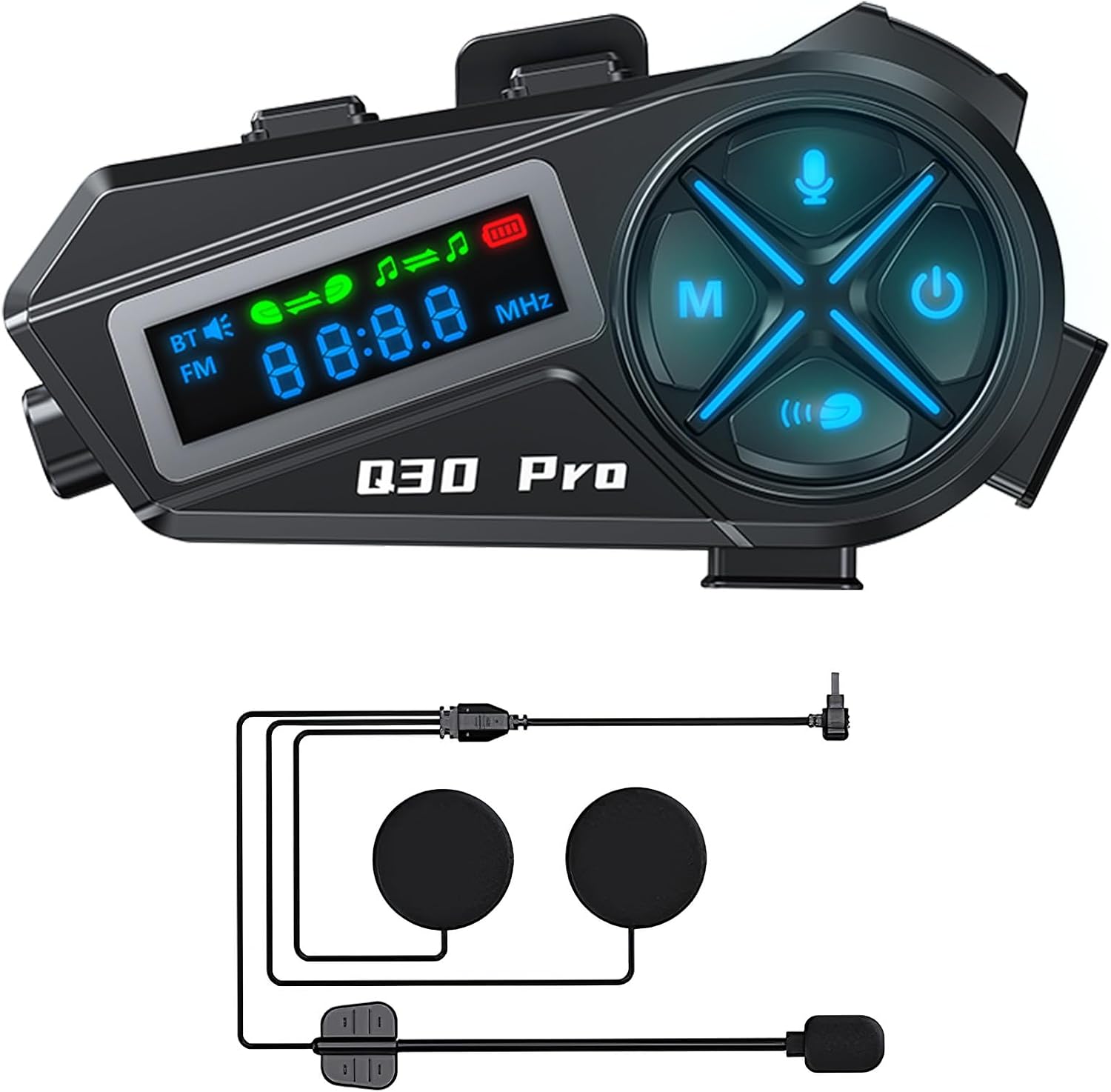 Dual-bluetooth-motorradhelm (vollduplex), Dual-bt5.4-intercom-headset, Echtzeit-zwei-personen-kommunikation, Multitasking-fähiges Freisprech-audiosystem Für Motorräder, 1000-mah-akkukapazität, Fm-radi
