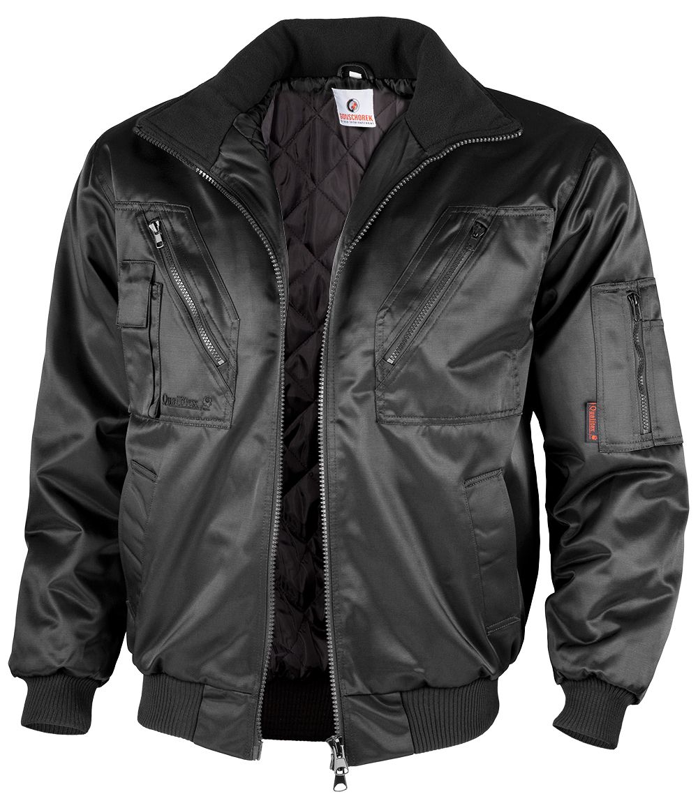 Qualitex Pilotenjacke Mit Festem Arm & Steppfutter, Größe: M, Farbe: Schwarz