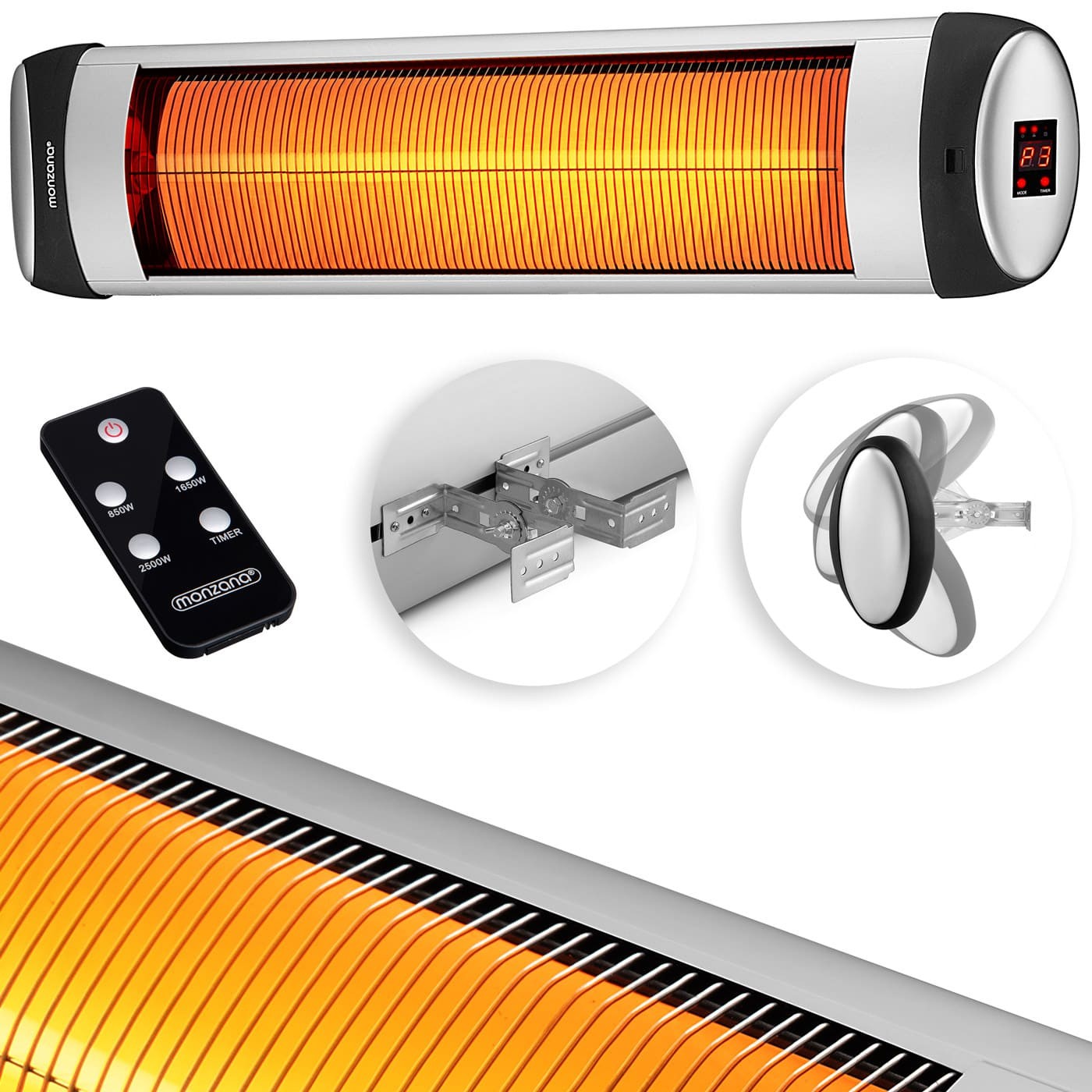 Infrarot-terrassenheizstrahler, 2500 W, Einstellbare Heizstufen