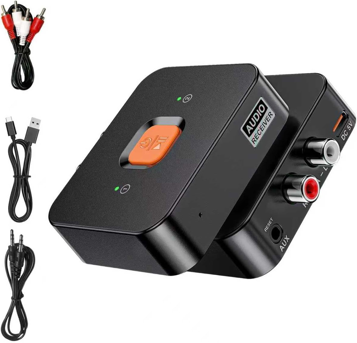 Bluetooth 6.0-empfänger, Bluetooth-audioadapter Mit 3,5-mm-aux/rca-eingang, Dual-anschluss Für 2 Telefone, Kompatibel Mit Smartphones, Tablets, Heimkinosystemen Und Laptops