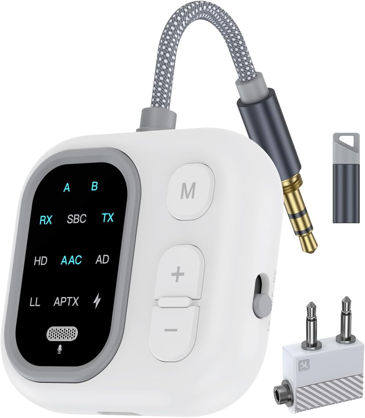 Bluetooth 5.3 Sender/empfänger Für Flugzeuge, Kabelloser Audio-transmitter Mit 3,5-mm-klinkenstecker, Kompatibel Mit 2 Kopfhörern, Aptx Adaptive, Ideal Für Fernseher, Flugzeuge Und Reisen