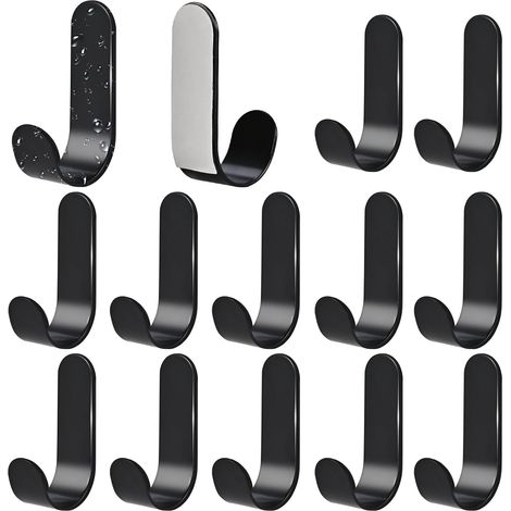 10er-pack Selbstklebende Wandhaken, Küchenhandtuchhaken, Badhandtuchhalter, Rückstandsfrei Haftend, Bohrfreie Wandmontage, Wandbefestigung, Klebehaken, Schwarz
