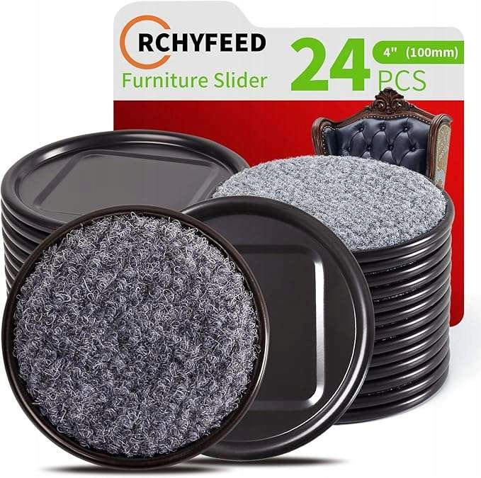 Filzgleiter Für Möbel, 100 Mm, 24 Stück, Schwarze Schutzpads