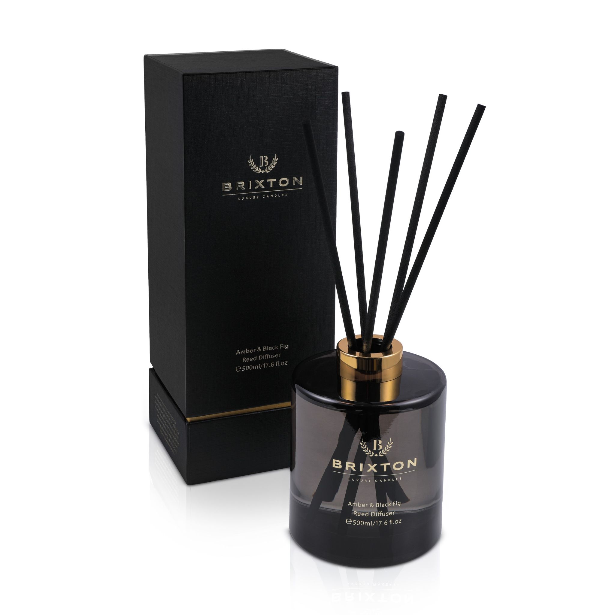 Brixton Glas-aroma-diffusor Mit Duftstäbchen, 500 Ml, Bernstein & Schwarz, Feige, Homms