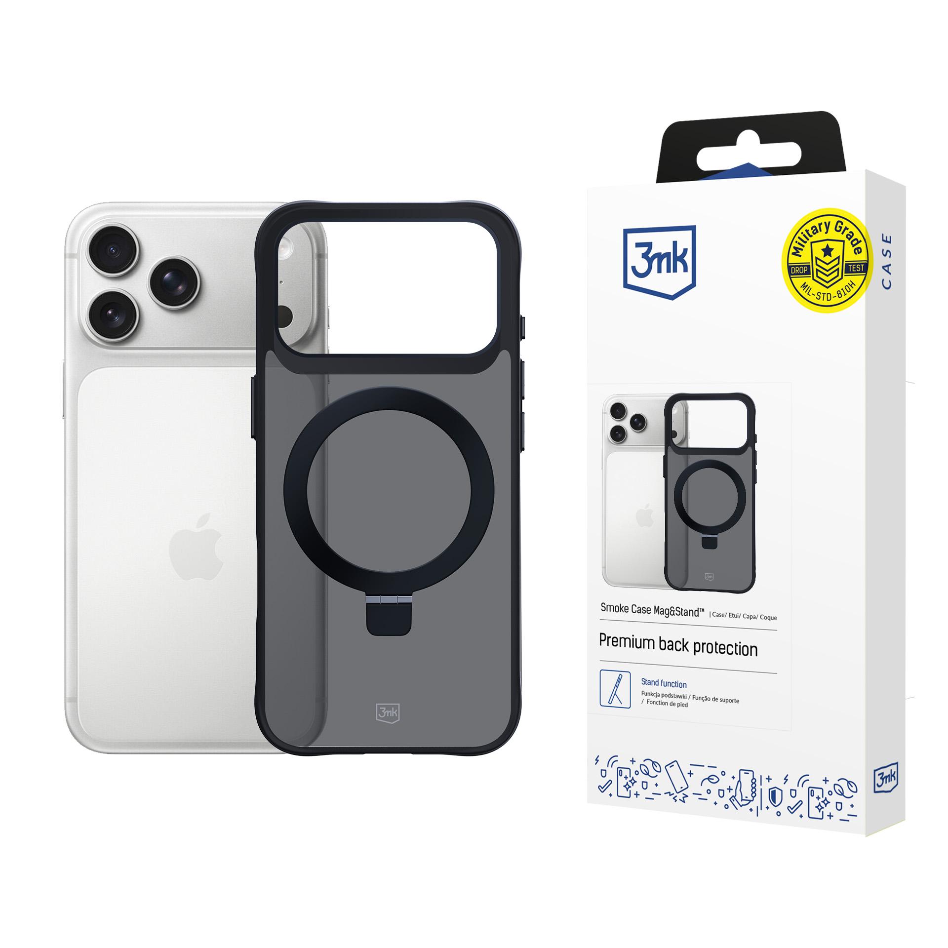 Apple Iphone 17 Pro – 3mk Smoke Case Mit Magnetverschluss Und Ständer