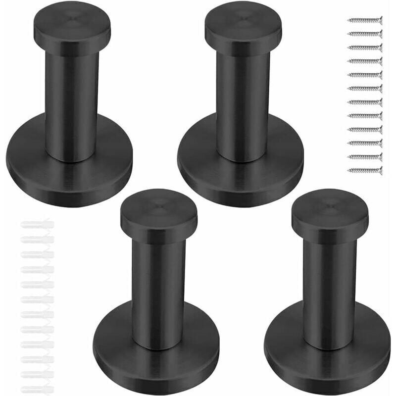 4 Edelstahl-badezimmerhaken, Wandhaken Für Kleidung Und Handtücher, Geeignet Für Badezimmer, Gäste-wc, Flur, Küche (schwarz), Sternenlicht