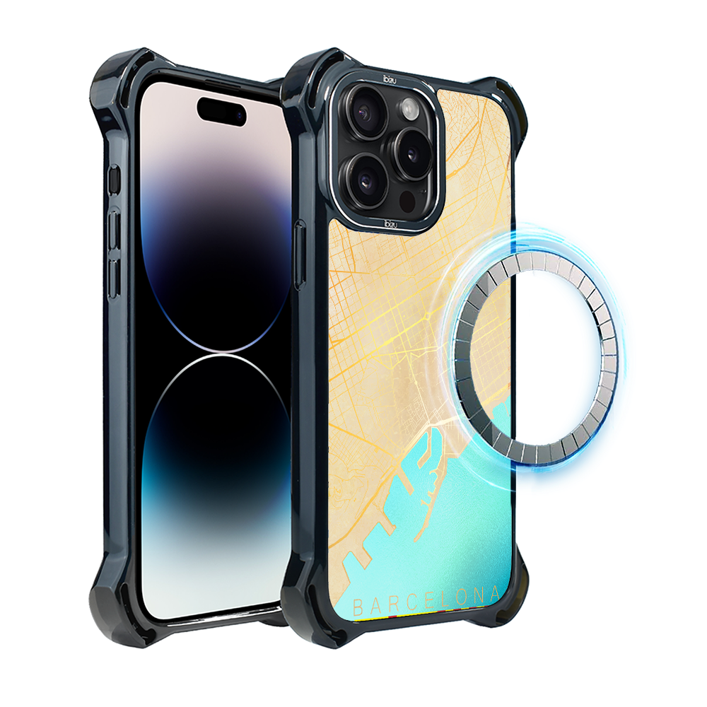 Iphone 14 Pro Ibizu Dropguard Ultra Hülle Mit Magsafe, Weltkarten, Barcelona