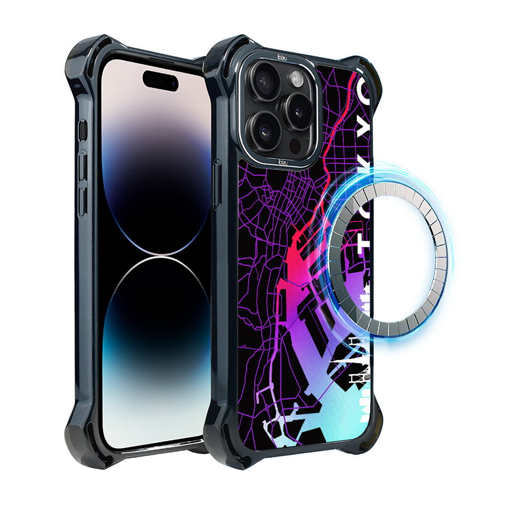 Hülle Für Iphone 14 Pro Max Ibizu Dropguard Ultra Mit Magsafe, Weltkarten, Tokio