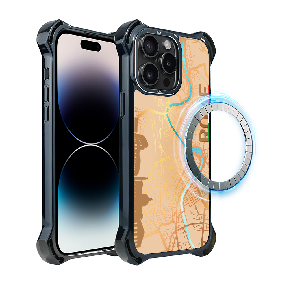 Hülle Für Iphone 14 Pro Max Ibizu Dropguard Ultra Mit Magsafe, Weltkarten, Rom