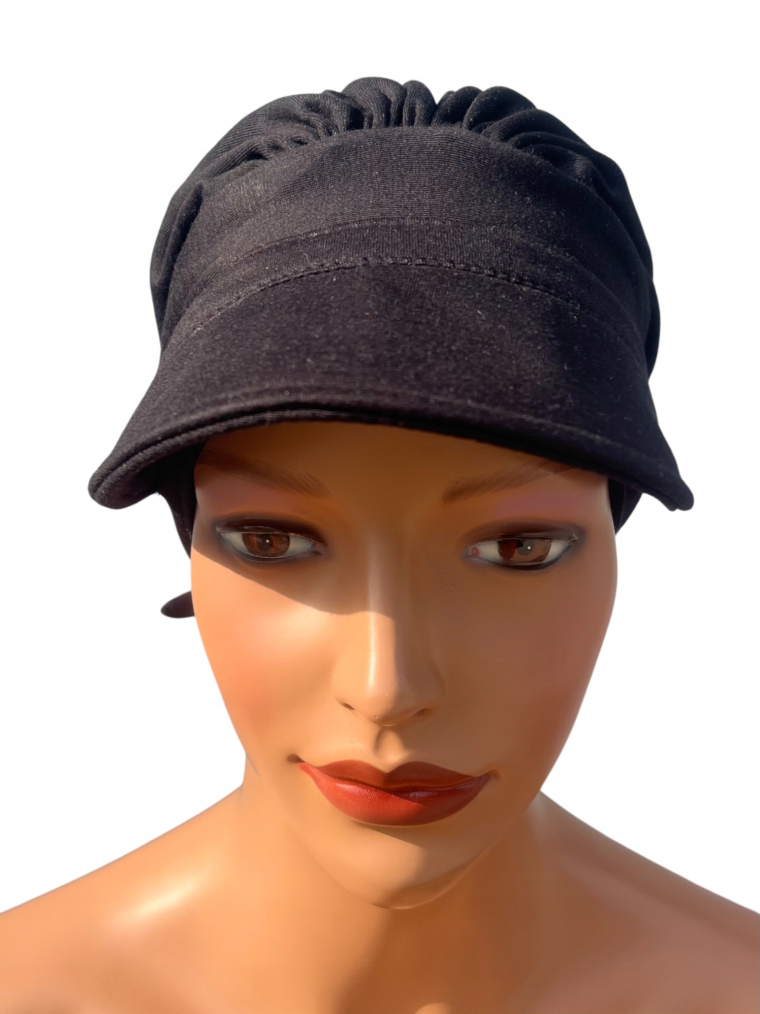 Tess Damen-kopftuch Mit Schirm, Schwarz, Aus Warmer Strickviskose