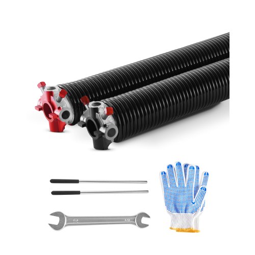 Torsionsfedern Für Garagentore Φ 6,35 X Φ 50,8 X 813 Mm 16000 Zyklen, Elektrophorese, Schwarz Beschichtet Zum Austauschen, Garagentorfedern Mit Rutschfesten Wickelstangen, Handschuhen