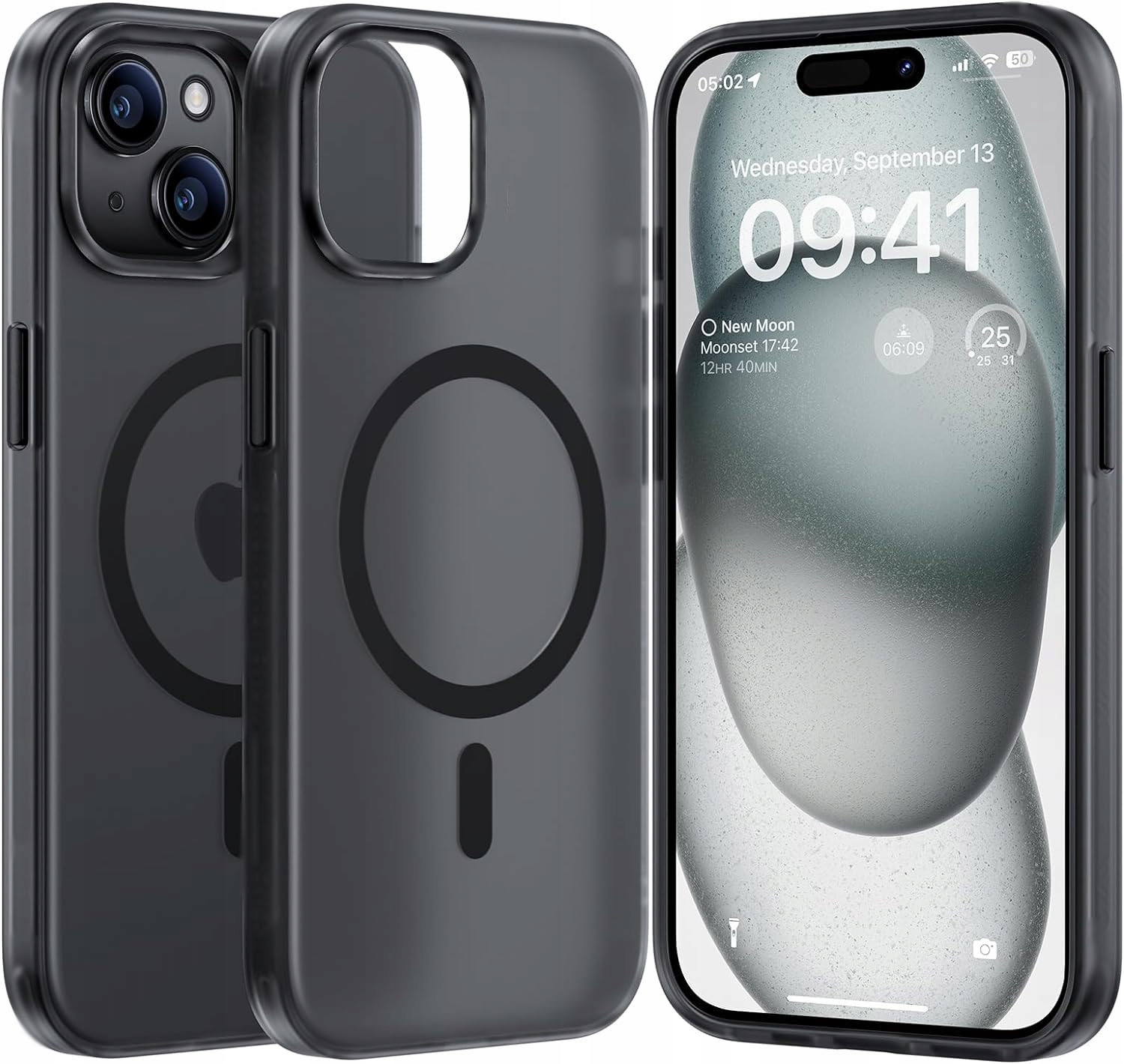Matte Magnethülle Für Magsafe Für Iphone 15 + Glas Matsejf02black