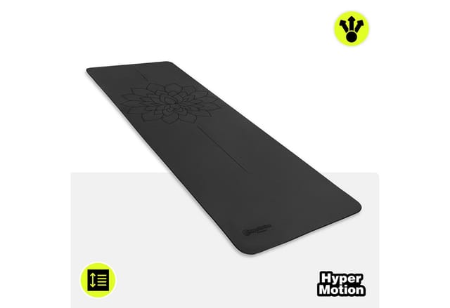 Yoga Fitness Matte Tpe 6mm Ausrichtung Tragegurt Transport Maße 183x61cm Schwarz