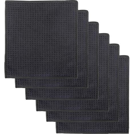 6-teiliges Mikrofasertuch-set, Wiederverwendbare 20x20 Cm Handtücher, Hoch Saugfähig, Für Haushalt, Küche, Auto Und Barista-set (schwarz)