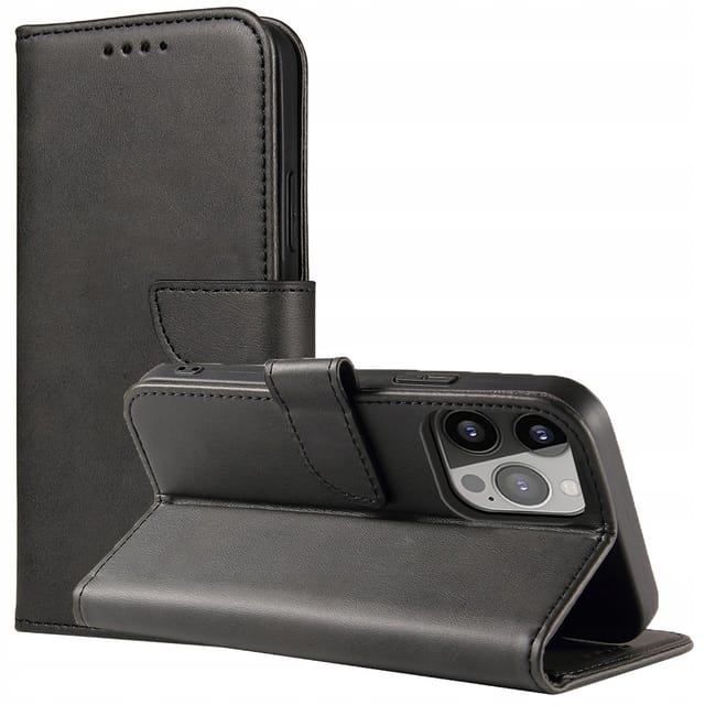 Magnetische Schutzhülle Für Vivo Y16 / Vivo Y02s Mit Klappe, Ständerfunktion, Schwarz