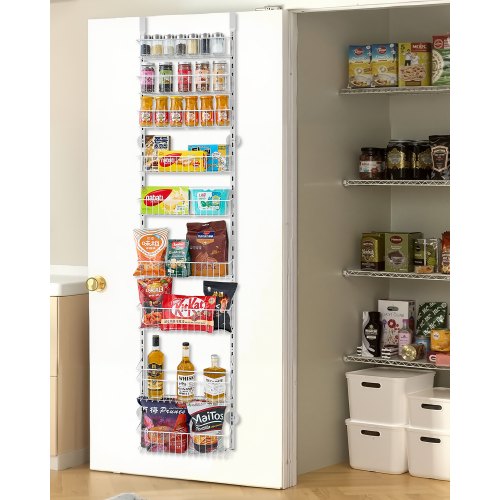Vorratsschrank Speisekammer-organizer Aufbewahrung Über Der Tür, 9-stufige Gewürzregale Zum Aufhängen Aus Stahl, Verstellbare Lagerregale Für Die Wand, Für Zuhause Küche Badezimmer, Weiß