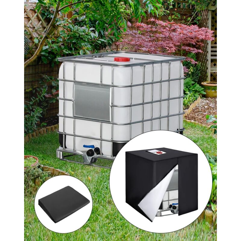 Wassertankabdeckung, 420d-wassertankdeckel, Ibc-tankabdeckung Für 1000-liter-tanks, Schutzhülle Für Wassertankbehälter, Staubdicht, Uv-beständig, Regendicht, 120 X 100 X 116 Cm (l)