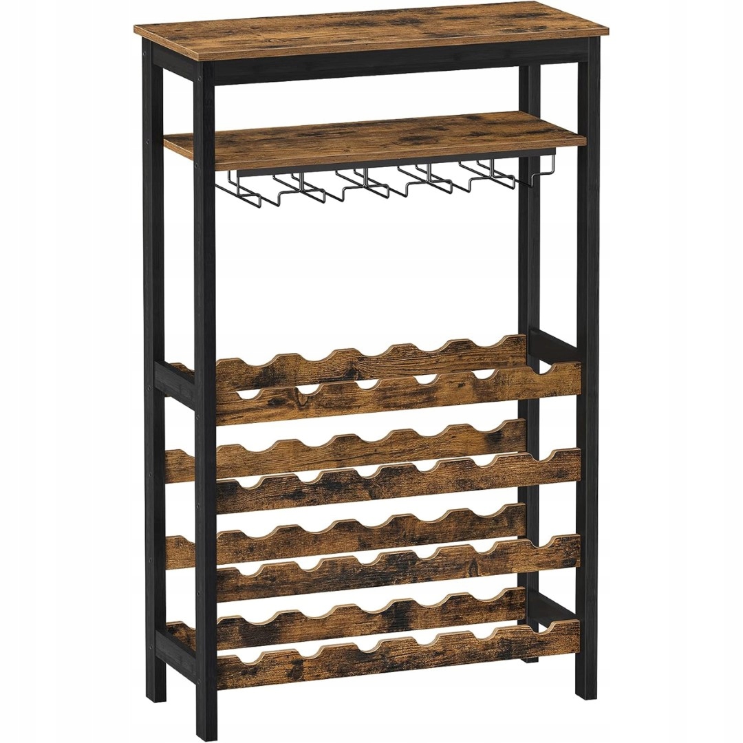 Regal Für Wein Und Gläser. Weinschrank Aus Holz Für Den Dachboden.