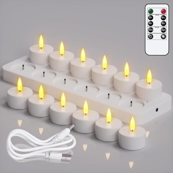12 Wiederaufladbare Led-teelichter (flammenlos) – Mit Fernbedienung Und Timer, Batteriebetrieben, Ideal Für Halloween Und Partydekoration.