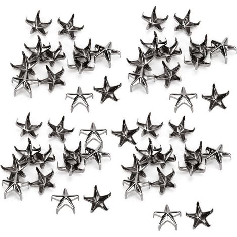 200 Sternförmige, Fünfzackige Krallennägel, 10 Mm, Schwarz, Für Diy-taschen- Und Hutverzierungen