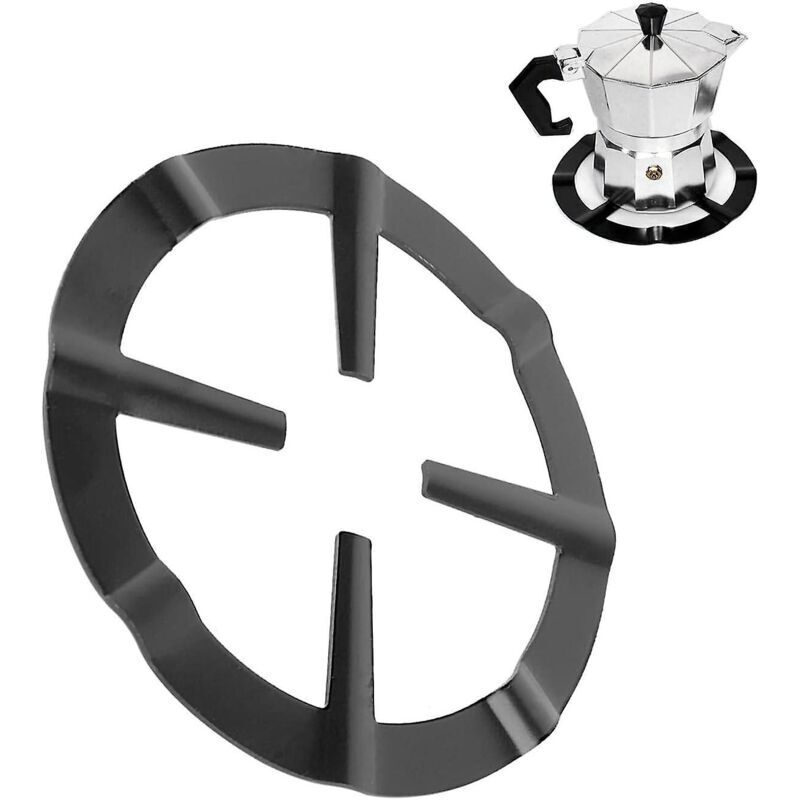 Italienischer Kaffeemaschinenständer Aus Schwarzem Edelstahl - 13,3 Cm Runder Gasbrenner-reduzieradapter Aus Metall Für Gasherde, Kaffeemaschinenständer.