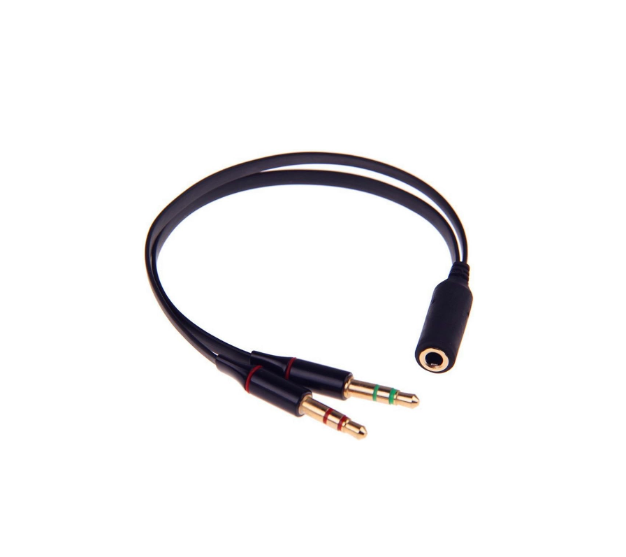 Flachbandkabel Mit 3,5-mm-audio-mikrofonanschluss, Schwarz/gold