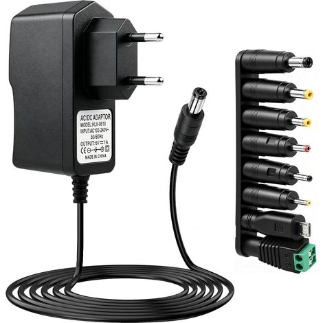 9v 1a Ladegerät-adapter, Ac 230v 220v Auf Dc 9v 1000ma Mit 5,5mm X 2,1mm Und 8 Anschlüssen, Universal-netzteil-adapter Für Kamera, Tablet, Scanner, Tv-box, Led, Cctv, Festplatte