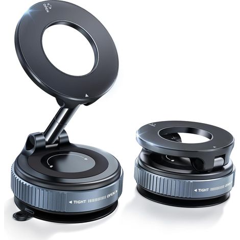 Schwarze Magnetische Autohalterung Mit Saugnapf, Kompatibel Mit Magsafe, 360° Verstellbar Und Faltbar, Für Iphone 16, 15, 14, 13, 12 Pro Max, Plus Und 16e, Für Spiegel, Glas Und Fitnessstudio
