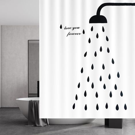 Schwarzer Duschvorhang, Duschvorhang 180x180 Cm, Schnelltrocknender Duschvorhang, Schimmelresistenter Duschvorhang, Wasserdichtes, Waschbares Material, Badezimmeraccessoire Mit Haken.