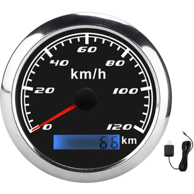 Gps-tachometer Mit Zeiger Und Kilometerzähler 0–120 Km/h, 0–999999 Km, Schutzart Ip67, 9–32 V Dc, Universeller Geschwindigkeitsmesser Für Autos, Lkw Und Boote (schwarzes Zifferblatt).