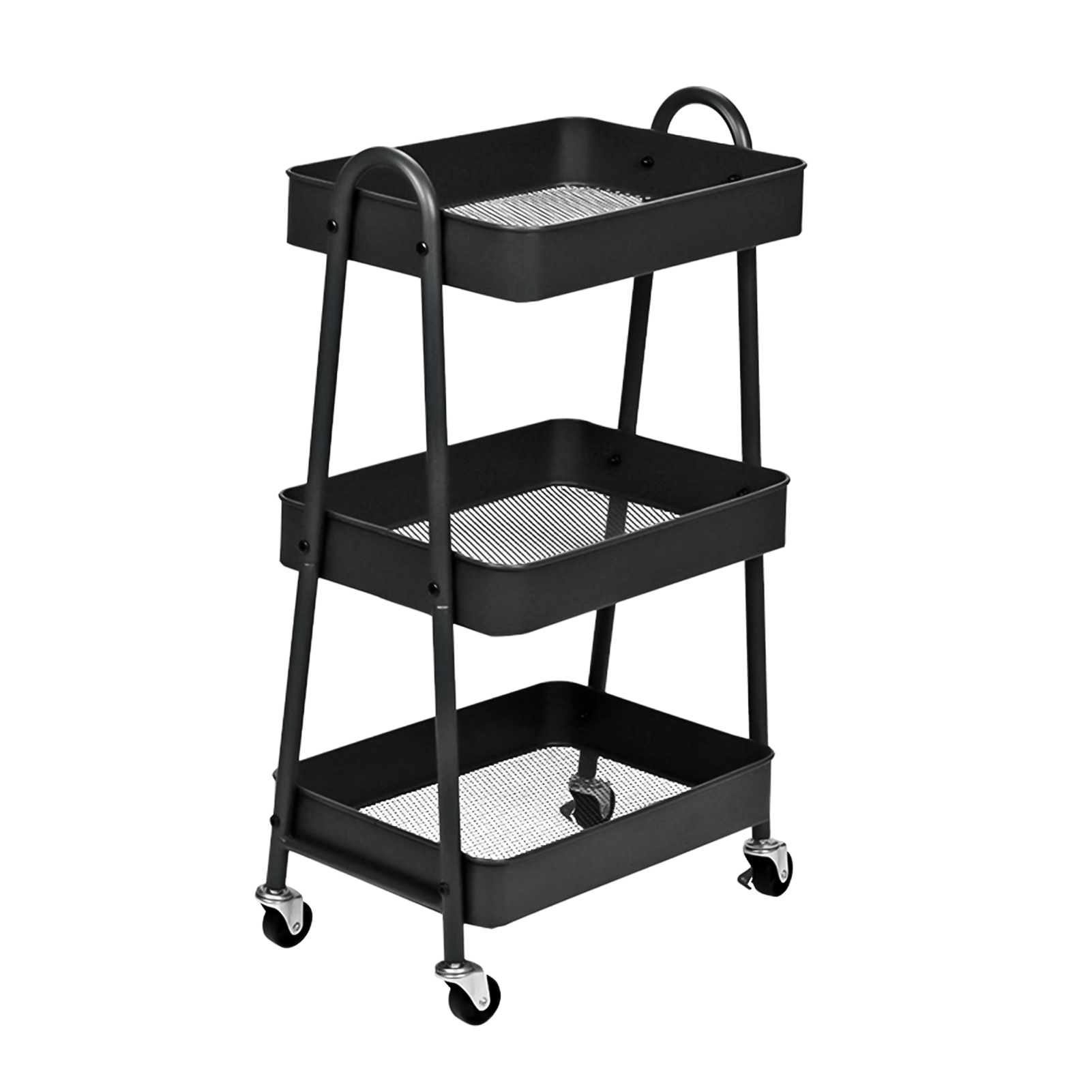 Multifunktionaler, Dreistöckiger Aufbewahrungswagen Mit Rollen, Ideal Für Küche, Schlafzimmer, Badezimmer, Wohnzimmer, Garten Oder Büro.